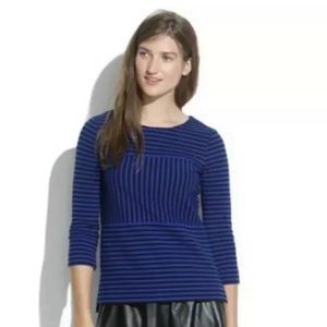 Madewell blue and black striped 3/4 sleeve top